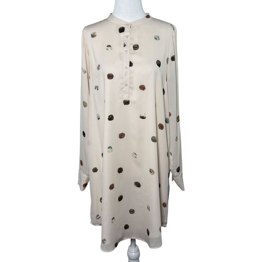 NWOT COMUNE Size S Womens Dress Polka Dot Long Sleeve White Multicolor Spots